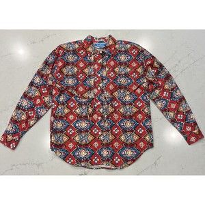 Vintage Southwest Canyon Womens Sz M Western Rodeo Shirt Button Silver Accents‎